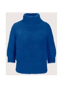 Madeleine Mode Longpullover MADELEINE "Pullover Weicher Strick mit Ballon&auml;rmeln", Damen, Gr. 48, blau (royalblau), Obermaterial: 79% Polyamid PA. 11% Viskose CV. 8% Schurwolle WV. 2% Kaschmir WS., Modern, normal, Pullover Longpullover, Softer Flauschpullover mit Kurzarm