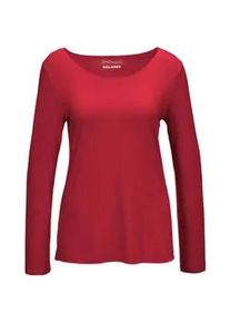 Longpullover GOLDNER "Kombistarkes Langarmshirt mit tonaler Zierkante", Damen, Gr. 46, rot, Obermaterial: 90% Viskose CV. 10% Elasthan EL., Sonstiges, Pullover Longpullover, Ohne