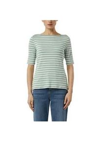 T-Shirt comma, Damen, Gr. 40, mint stripes, Single Jersey, Obermaterial: 92% Viskose, 8% Elasthan, gestreift, tailliert h&uuml;ftbedeckend, U-Boot-Ausschnitt, Shirts T-Shirt, im Streifen-Look