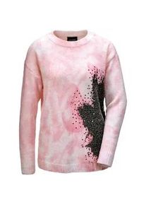 2-in-1-Pullover GOLDNER "Pullover mit femininem Druck und Pailletten", Damen, Gr. 42, schwarz (ros&eacute;, schwarz, gemustert), Obermaterial: 60% Polyester PES. 30% Polyamid PA. 10% Wolle WO., festlich, Rippe, Pullover, Mit gl&auml;nzenden Pailletten