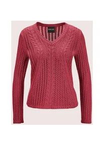 Madeleine Mode Longpullover MADELEINE "Pullover Zopfpullover mit Ajour-Elementen", Damen, Gr. 34, rosa (rosenholz), Obermaterial: 50% Baumwolle CO. 50% Polyacryl PAN., Modern, normal, Pullover Longpullover