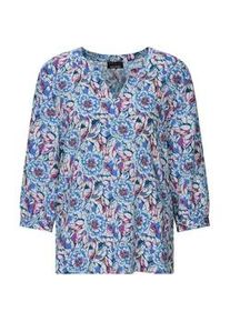 Schlupfbluse GOLDNER "Viskosebluse mit floralem Muster", Damen, Gr. 38, blau, gemustert, Obermaterial: 100% Viskose CV., figurumspielend, Blusen Schlupfbluse, figurschmeichelnder Schnitt