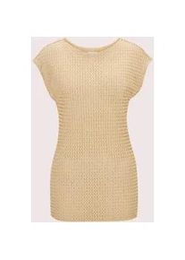 Madeleine Mode Kurzarmshirt MADELEINE "Ajour-Top Sommerliches Oberteil mit Charme", Damen, Gr. 44, grau (kiesel), Obermaterial: 98% Polyester PES. 2% Elasthan EL., Modern, Shirts