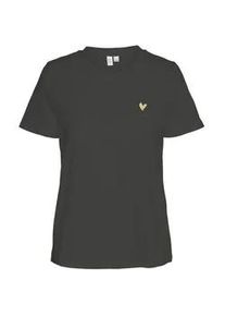 V&eacute;ro Moda Kurzarmshirt VERO MODA "VMVIVA S/S O-NECK T-SHIRT JRS BTQ GA", Damen, Gr. L, schwarz print:gold foil heart, Jersey, Obermaterial: 100% Baumwolle, bedruckt, regular fit normal, Rundhals, Shirts