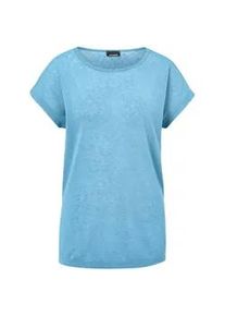 Kurzarmshirt GOLDNER "Shirt in Leinenoptik", Damen, Gr. 38, blau (eisblau), Obermaterial: 80% Polyester PES. 20% Viskose CV., figurumspielend, Sonstiges, Shirts, U-Boot-Ausschnitt
