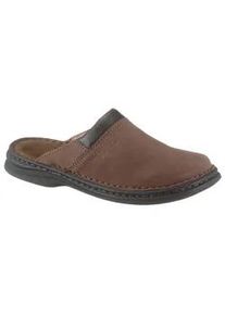 Clog Josef Seibel "Max", Herren, Gr. 40, braun (dunkelbraun), Nubukleder, Schuhe Clog, Sommerschuh, Schlappen, Urlaub, mit Konstrastn&auml;hten