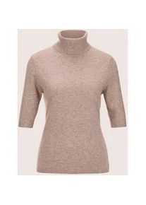 Madeleine Mode Longpullover MADELEINE "Kaschmirpullover Luxuri&ouml;ser Strickpullover mit Rollkragen", Damen, Gr. 36/38, braun (berber, melange), Obermaterial: 100% Kaschmir WS., Modern, normal, Pullover Longpullover, Kaschmirpullover mit Halbarm