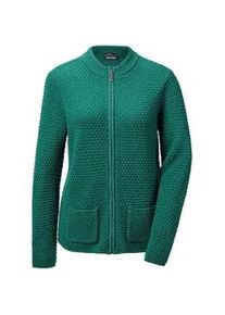Strickpullover GOLDNER "Elegante Wolljacke mit Noppenstruktur", Damen, Gr. 50, gr&uuml;n (dunkelgr&uuml;n), Obermaterial: 70% Polyacryl PAN. 30% Schurwolle WV., Rippe, Pullover Strickpullover, 3D-Effekt-Struktur