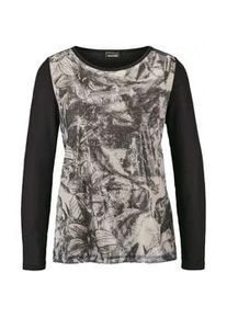 Kurzarmshirt GOLDNER "Kurzgr&ouml;&szlig;e Shirt", Damen, Gr. 23, schwarz (schwarz, gemustert), Obermaterial: 92% Viskose CV. 8% Elasthan EL., Sonstiges, Shirts, Pailletten