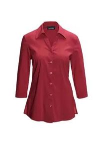 Hemdbluse GOLDNER "Stretchbequeme Bluse mit Baumwolle", Damen, Gr. 44, rot (dunkelrot), Obermaterial: 65% Baumwolle CO. 31% Polyamid PA. 4% Elasthan EL., Business, Manschette, Blusen Hemdbluse, Bequemer 3/4-&Auml;rmel mit Blende und Schlitz