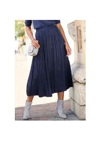 Maxirock Lascana, Damen, Gr. 42, blau, Web, Obermaterial: 100% Polyester, unifarben, figurumspielend kn&ouml;chellang, R&ouml;cke Maxirock, mit Plisseefalten, edel gl&auml;nzende Ware