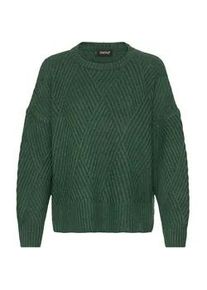 Strickfleece-Pullover oxmo "Strickpullover OXIBOMMA", Damen, Gr. M, gr&uuml;n (pineneedle), Obermaterial: 93% Polyester PES. 5% Wolle mw. 2% Elasthan EL., Pullover