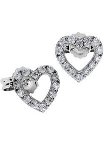 Paar Ohrstecker OSTSEE-SCHMUCK "- Herz 7 mm - Silber 925/000 - Zirkonia" Gr. 7, silber (silber 925, silberfarben, wei&szlig;), Ohrringe, Damen, Silber 925 (Sterlingsilber)