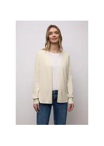 Cardigan Street One, Damen, Gr. 40, cream wei&szlig; melange, Stoff, 60% Viskose, 40% Baumwolle, unifarben, comfort fit normal, V-Ausschnitt, B&uuml;ndchen, Strickjacken, mit Strick-Detail