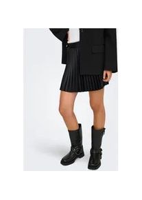Lederimitatrock Only "ONLVIVE LIFE HW PLEAT FAUX LE SKIRT PNT", Damen, Gr. XL (42), schwarz, Web, Obermaterial: 100% Polyester, unifarben, regular fit kurz, R&ouml;cke