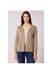 Cardigan Street One, Damen, Gr. 46, light terra mocha meliert, Stoff, 60% Viskose, 40% Baumwolle, unifarben, comfort fit normal, V-Ausschnitt, B&uuml;ndchen, Strickjacken, mit Strick-Detail