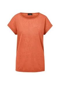 Kurzarmshirt GOLDNER "Shirt in Leinenoptik", Damen, Gr. 44, orange (mandarine), Obermaterial: 80% Polyester PES. 20% Viskose CV., figurumspielend, Sonstiges, Shirts, U-Boot-Ausschnitt