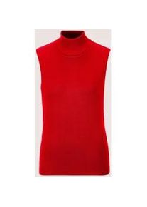 Madeleine Mode Longpullover MADELEINE "Strickpullover Viskosepullover ohne &Auml;rmel", Damen, Gr. 44/46, rot, Obermaterial: 70% Viskose CV. 30% Polyamid PA., Modern, normal, Pullover Longpullover, &Auml;rmelloser Rollkragenpullover