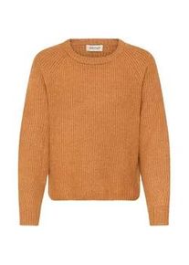 Strickfleece-Pullover oxmo "Strickpullover OXIFANSI", Damen, Gr. XS, braun (braun sugar), Obermaterial: 93% Polyester PES. 5% Wolle mw. 2% Elasthan EL., Pullover