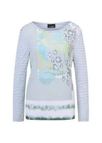 Print-Shirt GOLDNER "Kurzgr&ouml;&szlig;e Blusenshirt mit Mustermix", Damen, Gr. 22, gr&uuml;n (graugr&uuml;n, gemustert), Obermaterial: 100% Polyester PES., Sonstiges, Shirts, keine/nicht relevant