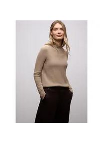 Langarmshirt Street One, Damen, Gr. 40, light terra mocha meliert, Jersey, Obermaterial: 80% Viskose, 15% Polyester, 5% Elasthan, unifarben, k&ouml;rpernah h&uuml;ftbedeckend, Rundhals, Shirts Langarmshirt, in Ripp-Optik