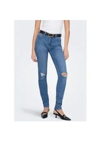 Skinny-fit-Jeans Only "ONLSUMI MID WAIST KNEE DES SK DNM BOX", Damen, Gr. XS, L&auml;nge 32, light blau denim, Denim/Jeans, Obermaterial: 65% Baumwolle, 18% Polyester, 15% Viskose, 2% Elasthan, Destroyed-Effekte, unifarben, skinny fit lang, Jeans, Destroyed Effekte