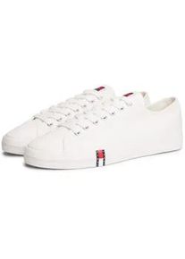 Tommy Hilfiger Sneaker TOMMY JEANS "ARCHIVE VULC Y2K", Herren, Gr. 45, wei&szlig;, Baumwolle, unifarben, Schuhe Sneaker, Freizeitschuh, Halbschuh, Schn&uuml;rschuh mit Logoflagge im Plateau