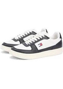 Tommy Hilfiger Sneaker TOMMY JEANS "ARCHIVE '98 COLOR", Herren, Gr. 45, wei&szlig;, schwarz, Leder, kontrastfarbene Details, Schuhe Sneaker, Freizeitschuh, Halbschuh, Schn&uuml;rschuh im Kontrastlook