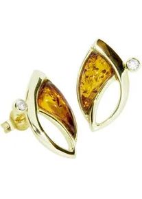 Paar Ohrstecker OSTSEE-SCHMUCK "- Antonia - Gold 333/000 - Bernstein/Zirk." Gr. 19, gold (gold 333, goldfarben, gelb), Ohrringe, Damen, Gelbgold 333