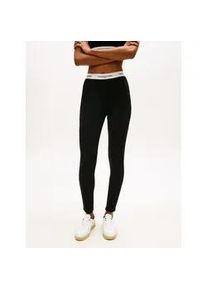 Tommy Hilfiger Leggings TOMMY JEANS "TJW ARCHIVE WB LEGGINGS", Damen, Gr. XS (34), N-Gr, schwarz, Jersey, Obermaterial: 70% Viskose, 25% Polyester, 5% Elasthan, unifarben mit Farbeinsatz, figurbetont, Hosen Leggings