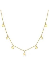 Lulu & Jane Kette mit Anh&auml;nger LULU & JANE "LJ410", gelbgold, Halsketten, Damen, 42,0cm Basiskette + 5,0cm Verl&auml;ngerung,mit Diamanten, Diamanten, Sterling Silber