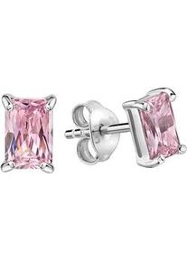 Paar Ohrstecker Firetti "Schmuck Geschenk Silber 925 Ohrschmuck Ohrringe Quadrat", silberfarben, pink, pink, Ohrringe, Damen, Silber 925 (Sterlingsilber), mit Zirkonia (synth.)