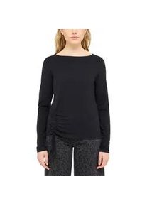 Langarmshirt Mustang "Damen Style Hayley", Damen, Gr. M, schwarz, Strick, 48% Baumwolle, 48% Modal, 4% Elasthan, U-Boot-Ausschnitt, Shirts Langarmshirt