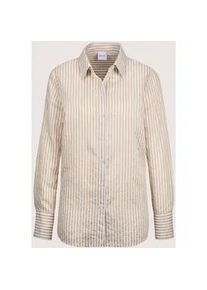 Madeleine Mode Langarmbluse MADELEINE "Bluse Streifenbluse", Damen, Gr. 48, wei&szlig; (perlwei&szlig;, cappuccino), Obermaterial: 78% Viskose CV. 22% Polyamid PA., Modern, normal, Blusen