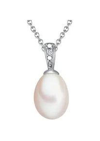 Lulu & Jane Kette mit Anh&auml;nger LULU & JANE "LJ425" Gr. 55, silber, Halsketten, Damen, 50cm + 5cm,mit Diamanten, Diamanten, Sterling Silber