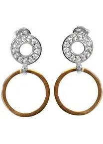 Paar Ohrstecker OSTSEE-SCHMUCK "- Sunny Exklusiv - Silber 925/000 & Gold 585/000 - Zirkonia" Gr. 27, silber (silber 925, silberfarben, wei&szlig;), Ohrringe, Damen, Silber 925 (Sterlingsilber)