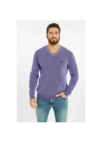 Strickpullover Jan Vanderstorm "Pullover KEIMO", Herren, Gr. 6XL, lila (helllila melange), unifarben, normal, V-Ausschnitt, Pullover Strickpullover