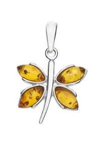 Kettenanh&auml;nger OSTSEE-SCHMUCK "- Schmetterling - Silber 925/000 - Bernstein" Gr. 25, silber (silber 925, silberfarben, wei&szlig;), Schmuckanh&auml;nger, Damen, Silber 925 (Sterlingsilber), Kettenanh&auml;nger