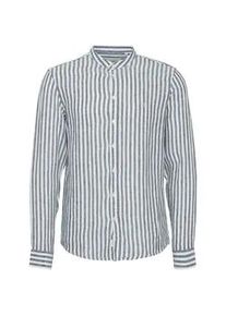 Langarmhemd Casual Friday "Langarmhemd CFANTON LS CC linen striped shirt", Herren, Gr. XXL, N-Gr, blau (navy blazer), Obermaterial: 80% Leinen LI. 20% Baumwolle CO., Hemden