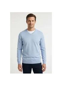 V-Ausschnitt-Pullover PETROL INDUSTRIES "V-Neck Basi", Herren, Gr. L (40), sky, Feinstrick, Obermaterial: 50% Baumwolle, 50% Polyacryl, unifarben, regular fit normal, V-Ausschnitt, B&uuml;ndchen, Pullover, Materialmix mit Baumwollanteil