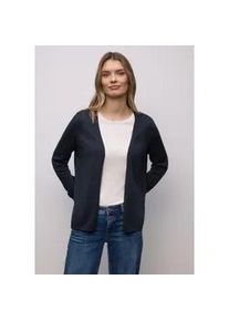 Cardigan Street One, Damen, Gr. 36, shadowed navy, Stoff, 60% Viskose, 40% Baumwolle, unifarben, comfort fit normal, V-Ausschnitt, B&uuml;ndchen, Strickjacken, mit Strick-Detail