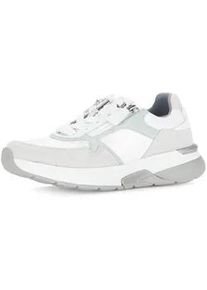 Keilsneaker Gabor ROLLINGSOFT, Damen, Gr. 41, sanftes wei&szlig; kombiniert, Textil, Veloursleder, kontrastfarbene Details, Schuhe, Freizeitschuh, Halbschuh, Schn&uuml;rer mit gepolstertem Schaftrand