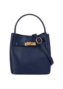 Umh&auml;ngetasche CLUTY, Damen, Gr. B/H/T: 18cm x 19cm x 13cm onesize, blau, Leder, leicht gl&auml;nzend, unifarben, Taschen Umh&auml;ngetasche, echt Leder, Made in Italy