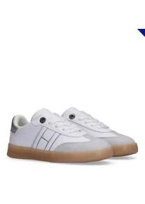 Sneaker Tommy Hilfiger, Damen, Gr. 38, wei&szlig;, silber, Lederimitat, Schuhe Sneaker, Retro Sneaker, Freizeitschuh, Schn&uuml;rschuh mit Nieten