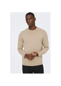 Only & Sons Rundhalspullover ONLY & SONS "ONSREX LIFE REG 12 CREW KNIT", Herren, Gr. M, silber lining, Strick, Obermaterial: 70% Baumwolle, 30% Polyester, unifarben, regular fit, Rundhals, Rippb&uuml;ndchen, Pullover Rundhalspullover