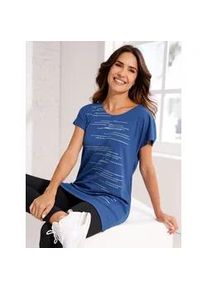 Longshirt "Longshirt", Damen, Gr. 42, royalblau, 50% Baumwolle, 50% Modal, gemustert, Rundhals, Shirts Longshirt