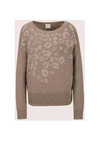 Madeleine Mode Longpullover MADELEINE "Pullover Kurzer Intarsien-Pullover mit Glanz-Effekt", Damen, Gr. 44/46, braun (caramel, multicolor), Obermaterial: 32% Polyacryl PAN. 27% Polyamid PA. 25% Alpaka WP. 13% Viskose CV. 3% metallisierte Fasern MTF., Modern, normal, Pullover Longpullover