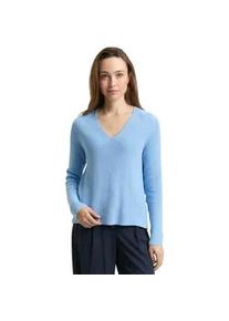 Strickpullover Tom Tailor, Damen, Gr. XXL, light fjord blau, Strick, Obermaterial: 100% Baumwolle, unifarben, regular fit normal, V-Ausschnitt, Rippb&uuml;ndchen, Pullover Strickpullover, mit Rippb&uuml;ndchen