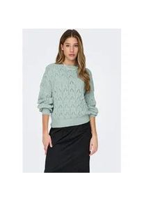 Strickpullover Only "ONLBRYNN LIFE STRUCTURE L/S PUL KNT", Damen, Gr. M, jadeite, Strick, Obermaterial: 70% Baumwolle, 30% Polyester, unifarben, Basic h&uuml;ftlang, U-Boot-Ausschnitt, Strickb&uuml;ndchen, Pullover Strickpullover