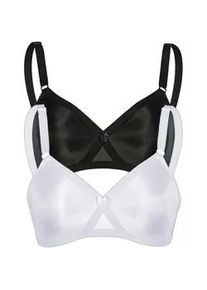 Sassa Mode Soft-BH SASSA "2er Pack Soft BH mit Kreuzblende Functional Bras", Damen, Gr. 95, Cup C, bunt (schwarz wei&szlig;), Obermaterial: 88% Polyamid PA. 12% Elasthan EL., BHs Soft-BH